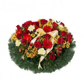 Round mourning wreath full of flowers - Nikdy nezabudneme