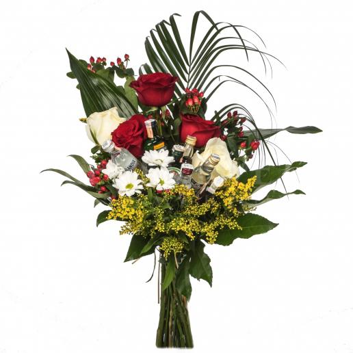 Exclusive bouquet of flowers and mini bottles - TOP